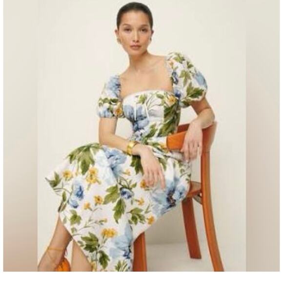 Reformation Marella Linen Dress Botanist Floral Print Size 2 - Picture 5 of 9